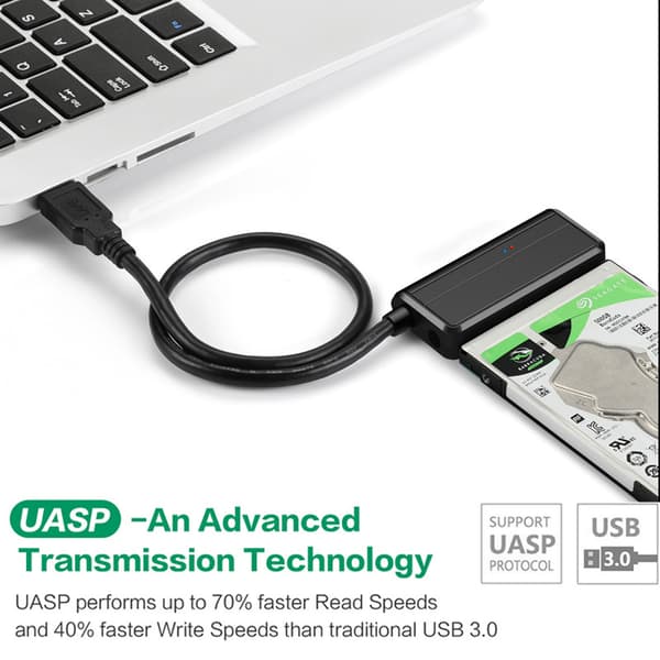 2,5 / 3,5 tommers SSD/HDD harddisk datakabel, SATA til USB3.0 harddiskadapter