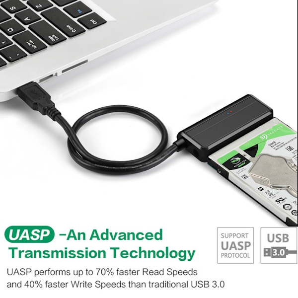 2.5 /3.5 tuuman SSD/HDD-kiintolevyn datakaapeli, SATA–USB 3.0 -kiintolevysovitin
