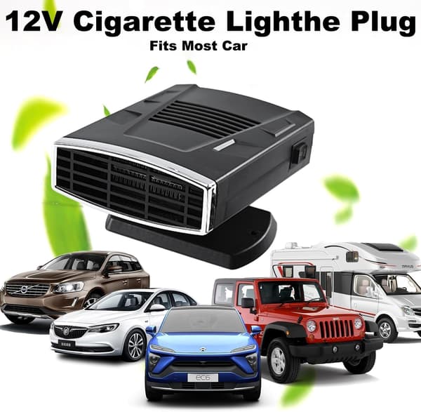 Bilvarmer 12V oppvarming defogger 360° justerbar (gull)