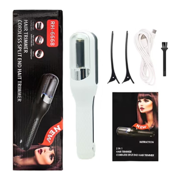 Split Ender til spaltede spidser - Trådløs splitfjerner - Split End Trimmer - Hvid