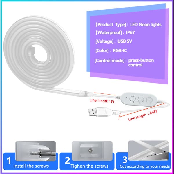 Neonvalo Älykäs Usb Bluetooth Musiikki Silikoni Joustava 3M