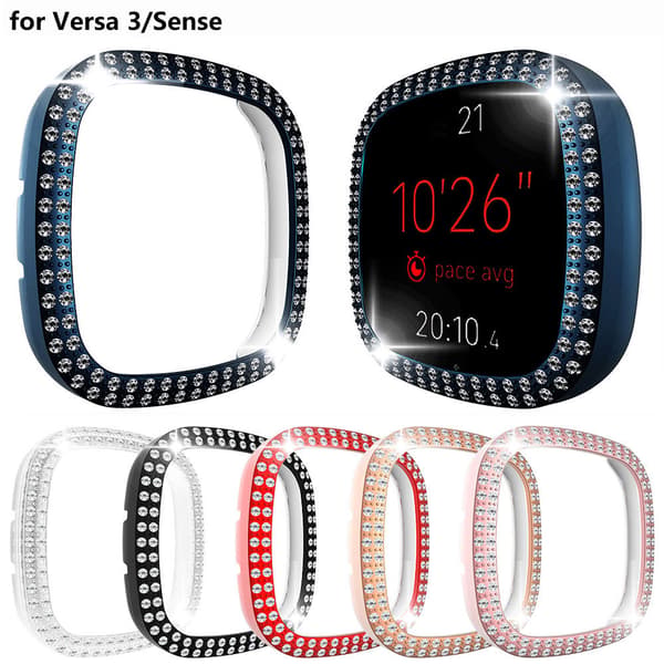 Skyddsfodral för Fitbit Versa 3/Sense med diamant (roséguld)