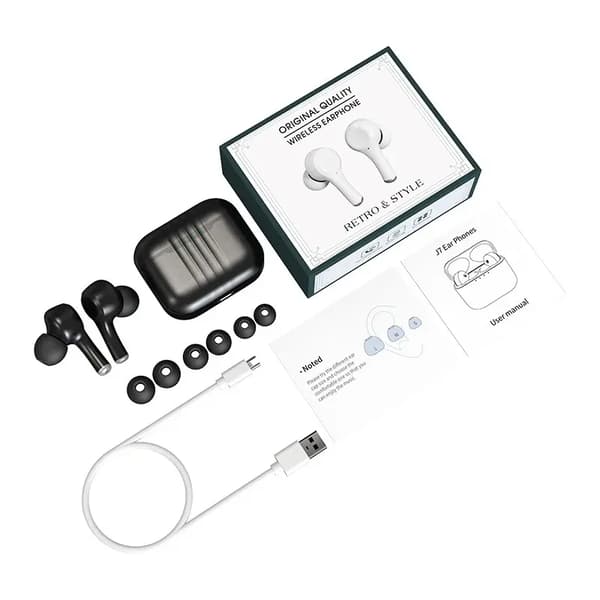 True Wireless Bluetooth Hörlurar J7 TWS Lång batteritid Aktiv brusreducering svart