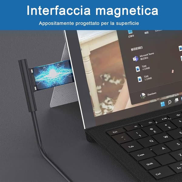 44W 15V 2.58A Laddare Strömadapter för Microsoft Surface Pro 7/Pro 6/Pro 5/Pro, med USB-port