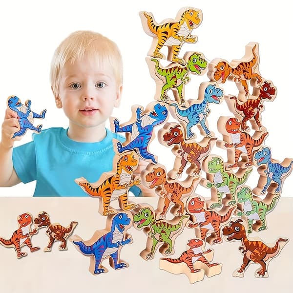 Dinosaurieleksaker, Montessori babyleksaker balans träspel