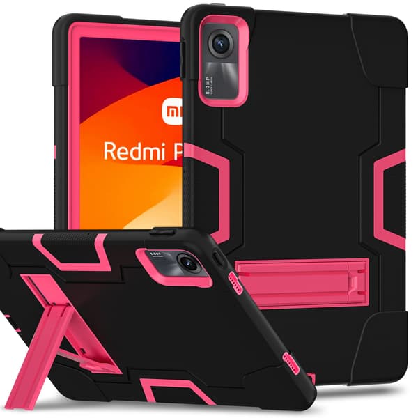 Etui til Xiaomi Redmi Pad Se 11-tommer (Sort-Rose Rød)