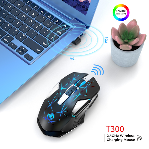 2.4G Trådløs Mus 2400dpi Farvelys USB Plug and Play Mus Egnet til Hjemmespil Kontorcomputer