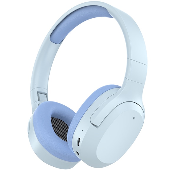 Blå Bluetooth-hörlurar med huvudmontering
