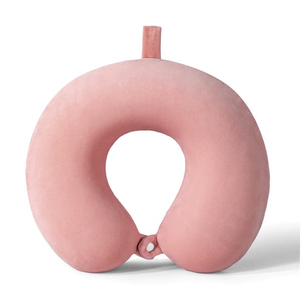 Nackkudde Memory Foam Portabel U-formad Resekudde Cervical Support Kudde (Ljusrosa)