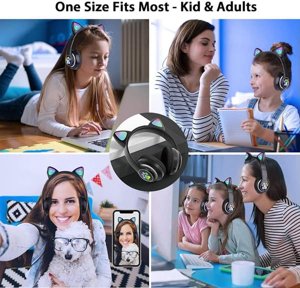 Bluetooth True Wireless Hörlurar LED Ljus Barn Bluetooth In-Ear Headset Med/Mikrofon Svart