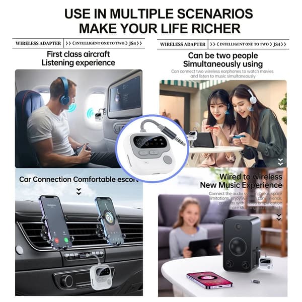 Bluetooth-sender Smart Digital Display Bluetooth 5.4 Mottakeradapter Egnet For TV Bil Hjem Stereoanlegg