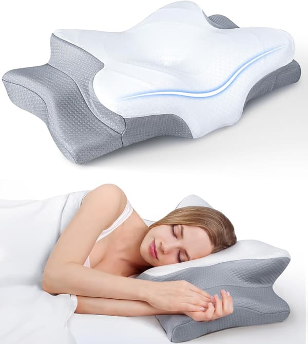 Viskoelastisk nackkudde, Ergonomisk fjärilsformad memory foam som lindrar nacksmärta