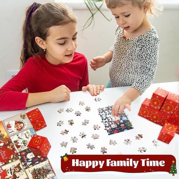 Adventskalender, 24-ruters puslespill julekalender (Type E)