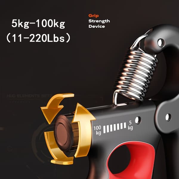 Justerbar Grip Strength Trainer 5-100 kg med Teller Grå