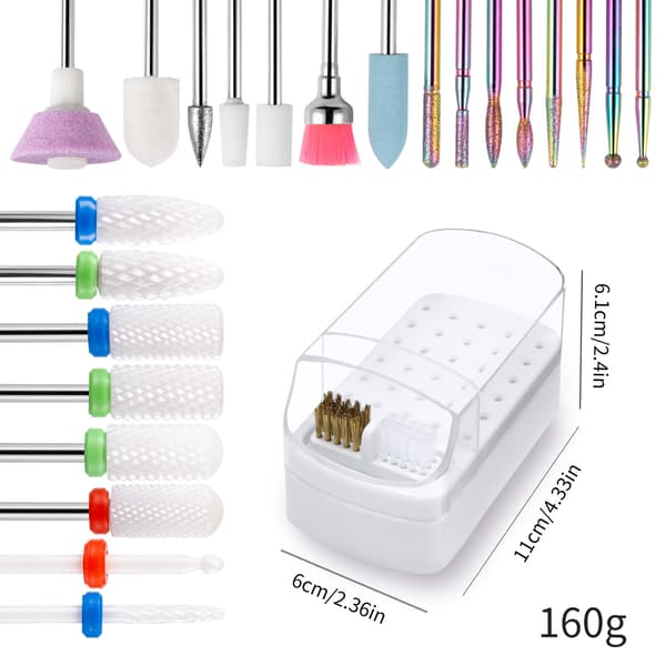 Nagelborrbitar 24st färgglada nagellacksborrbitar