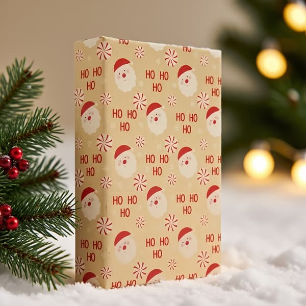 Julklappspapper Jultomtemönster 43CMX 300CM