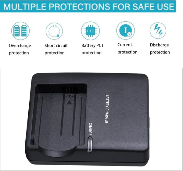 Lader for Canon LP-E5 Batteri for EOS1000D, EOS450D, EOS500D og EOS Kiss X2