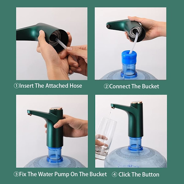 Vannpumpe for 5 gallon (ca. 1,5 liter) vannflaske dispenser USB-lader (gul)