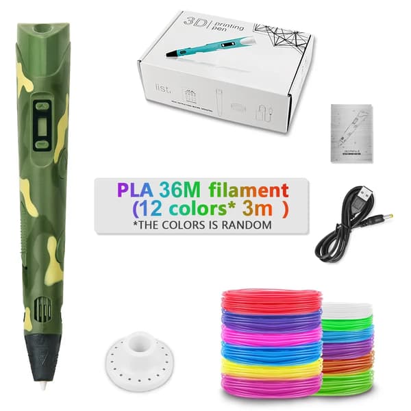 3D-penn med 36 meter PLA-filament (kamuflasje)
