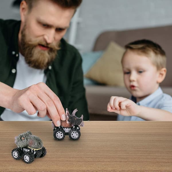 Dinosaur legetøj pull back bil dreng legetøjsbil off-road model sæt (6 stk)