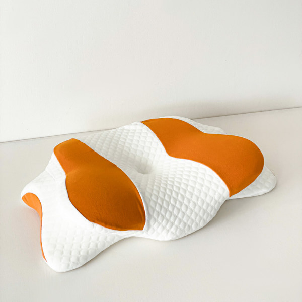 Viskoelastisk nackkudde, Ergonomisk ortopedisk kudde för nacksmärta (orange)