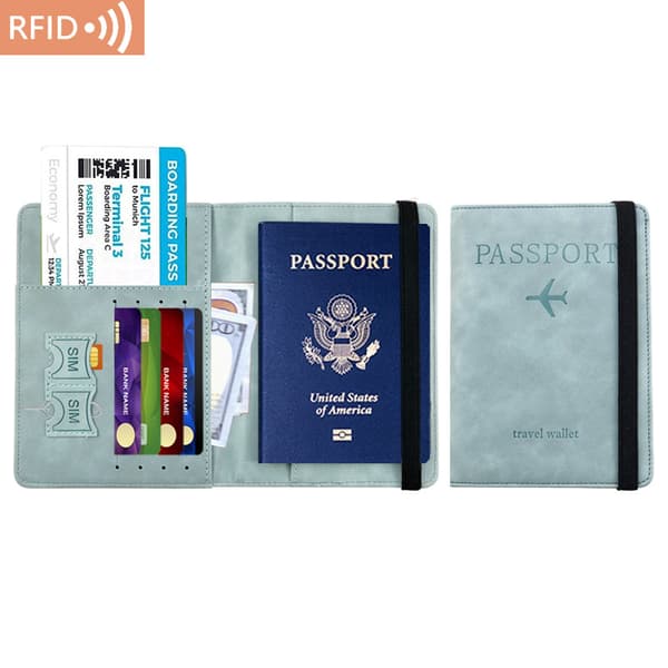 RFID-passinpidike kortinpidike PU-nahkaa taivaansininen