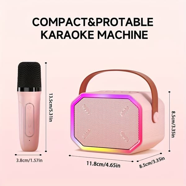 Mini Karaoke Maskin för Barn, Bluetooth högtalare med 2 mikrofoner (blå)