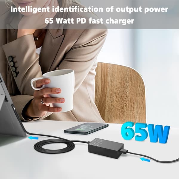 Surface Pro-lader 65W for Microsoft Surface Pro Laptop Notebook for Surface Pro 10, 9, 8, 7+