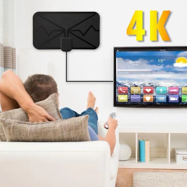 4K HD Innendørs Digital TV-antenne med DVB-T2 Signalforsterker