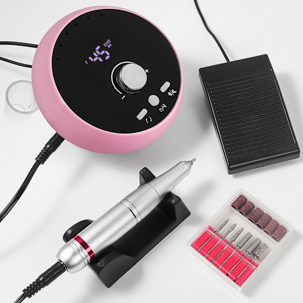 Elektrisk nagelfil 45000 rpm, professionell manikyr maskin set nagelpolerare utrustning rosa