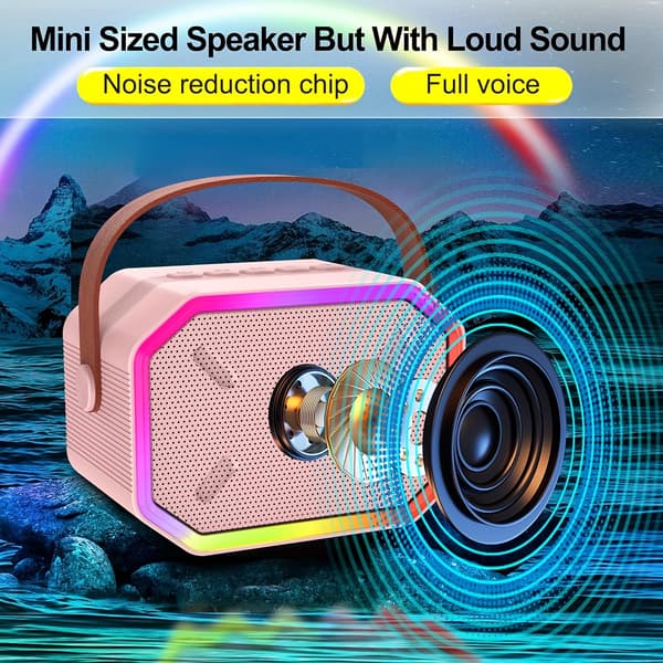 Mini Karaoke Maskin för Barn, Bluetooth högtalare med 2 mikrofoner (blå)