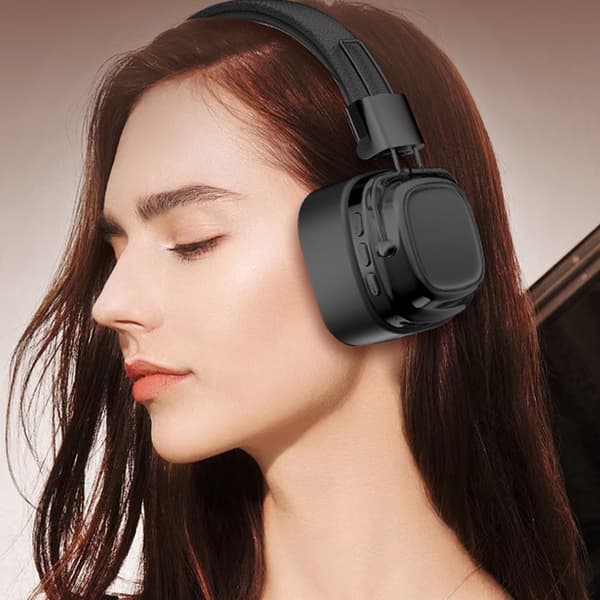 Bluetooth-øretelefoner, retro-style over-ear hovedtelefoner, Hi-Fi stereolyd (sort)