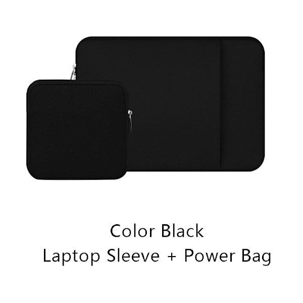 15,6 tommer laptop sleeve taske blød polstret lynlåsdæksel med frontlomme og tilbehørspose sort