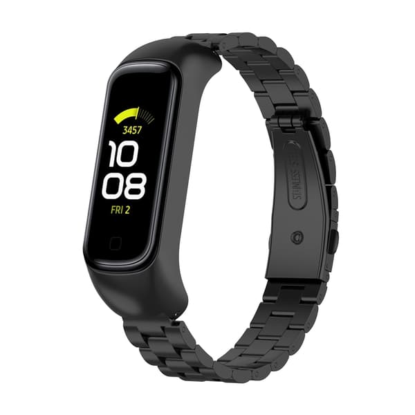 Tre-perle rustfrit stål armbånd til Samsung Galaxy Fit2 Sort