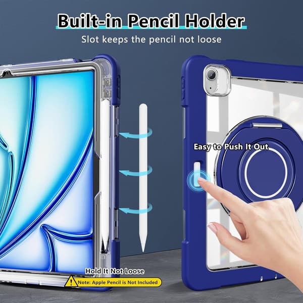 Etui til iPad 10.2 med pennholder (Mørkeblå)