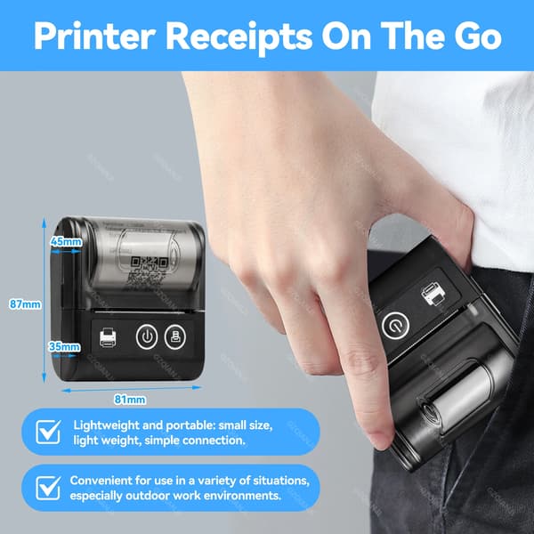 Bluetooth termisk printer 58mm fakturamaskine Hvid