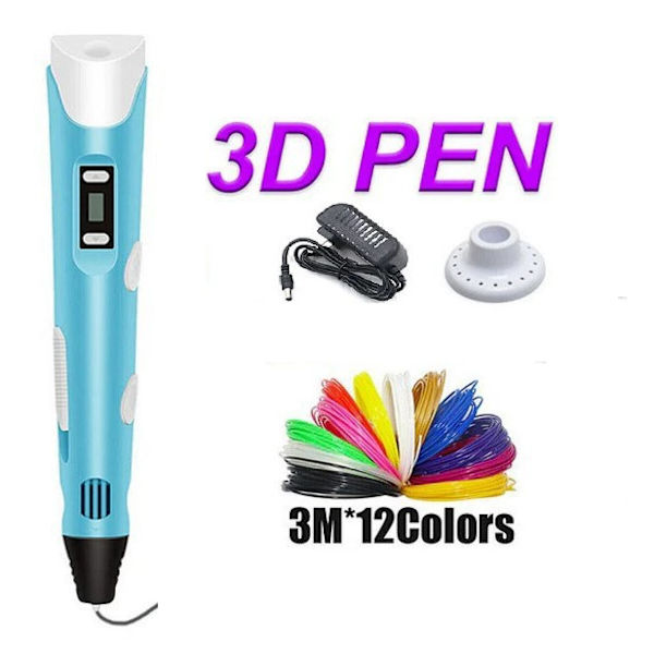3D-penn med 36-meter PLA-filament (blå)