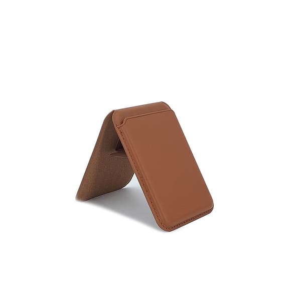 Magnetisk pung 2 i 1 Magsafe magnetisk kortholder, foldbart stativ (brown)