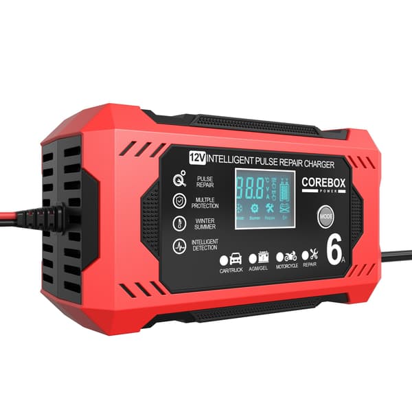 Smart batteriladdare 12V 6A automatisk reparation, för blybatterier