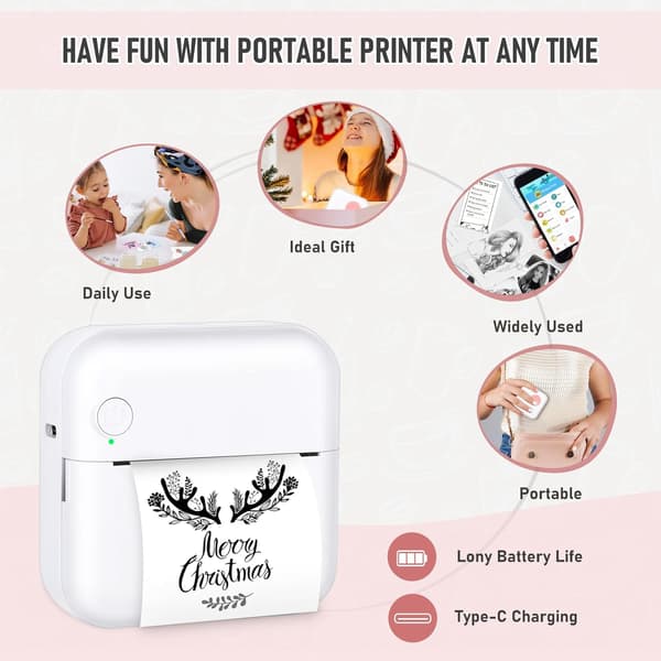 Bluetooth termisk printer med 13 ruller trykpapir blå