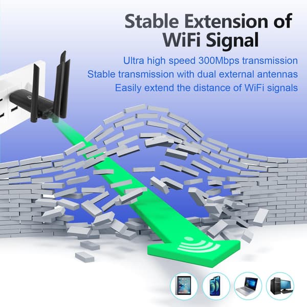 wifi-forlænger, trådløs USB4 signalforstærker 300mbps (sort)