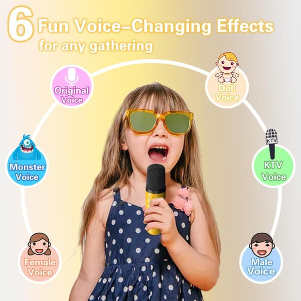 Mini Karaoke-maskin för barn, Bluetooth-högtalare med 1 mikrofon, Barnpresenter (Vit)