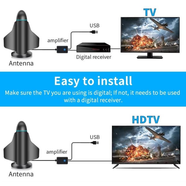 TV-antenne 4K HD DVB-T2 signalforsterker