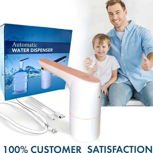 1-osainen 5 gallonan vesiannostelija, älykäs vedenimulaite, USB ladattava (pinkki)
