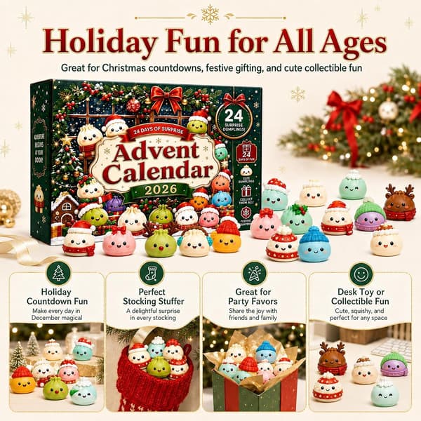 Adventskalender 2026, 24 dagars överraskande Squishies-leksaker, julklappar