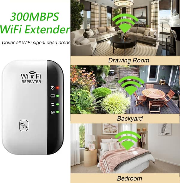 wifi extender, Trådløs wifi signalforstærker 300MMbps Internet booster (Hvid)