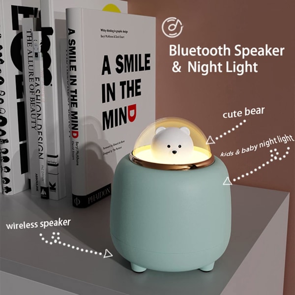 Bluetooth-högtalare med ljus, justerbart dubbelt nattljus, lämplig för söt rumsinredning blå