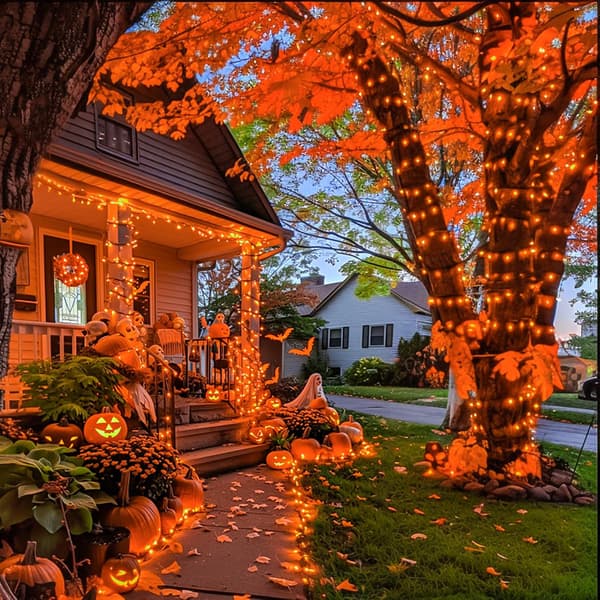 5 M 50 LED Halloween- ja jouluvalosarja, 8 tilaa, ajastin White light