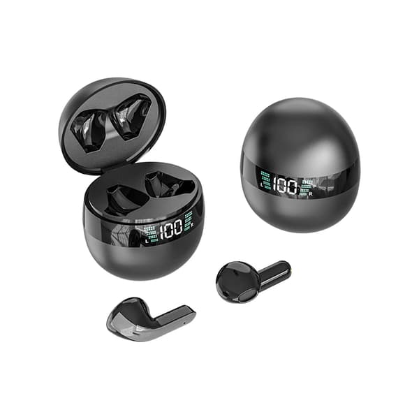 True Wireless Bluetooth Hörlurar DX27 TWS True Wireless Runda LED Hörlurar Svart