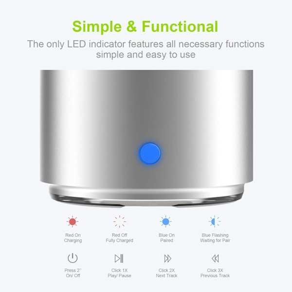 Kannettava Mini Bluetooth-kaiutin parannetulla bassolla ja teräväpiirtoäänellä, hopea